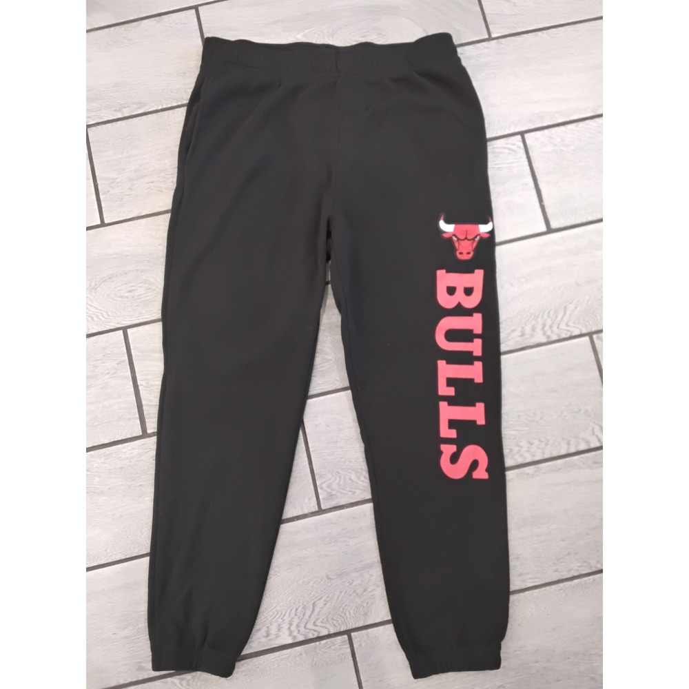 NBA Ultra Game Chicago Bulls Mens XL Black Pink Logo Graphic Jogger Sweatpants